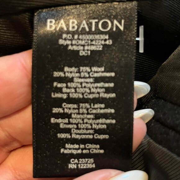 Babaton Black Wool-Cashmere Blazer with Faux Leather Sleeves (Size XS/2) - Picture 4 of 4